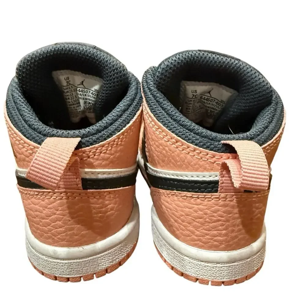 Nike Air Jordan 1 Mid GT Pink Quartz 7C Toddler Sneakers No Box Easy On Laces